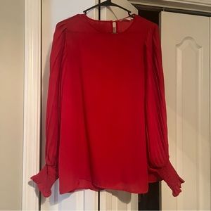Red Top Pleated Sleeves